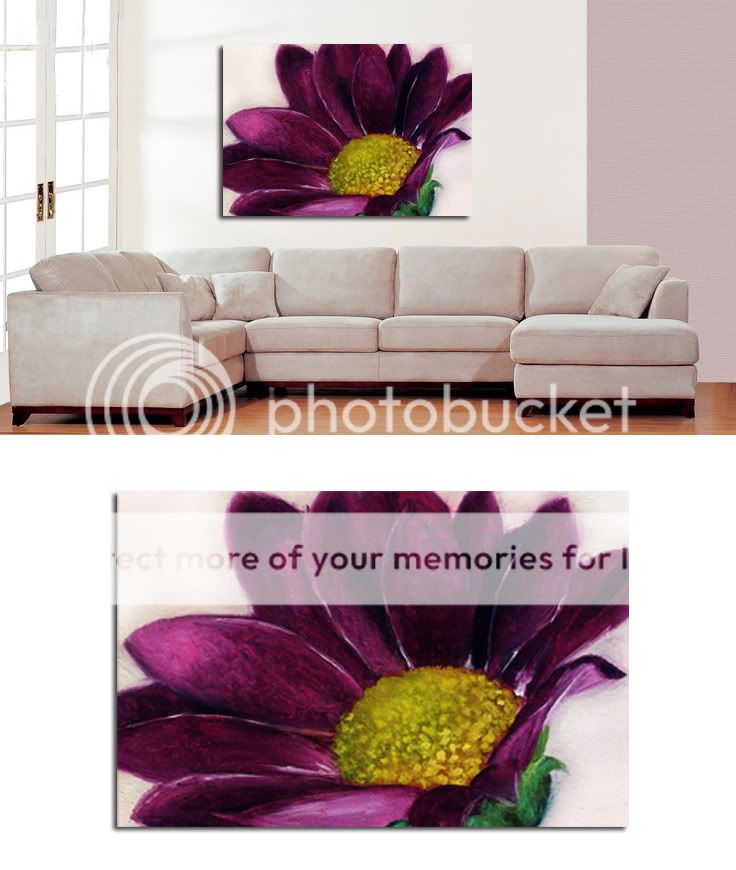 LARGE FLORAL PAINTING ON CANVAS PURPLE FLOWER ART A1 eBay