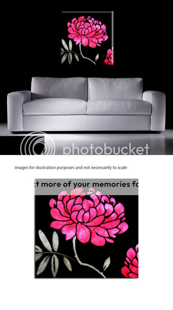 FLORAL CANVAS ART MODERN PINK BLACK FLOWER PAINTING eBay